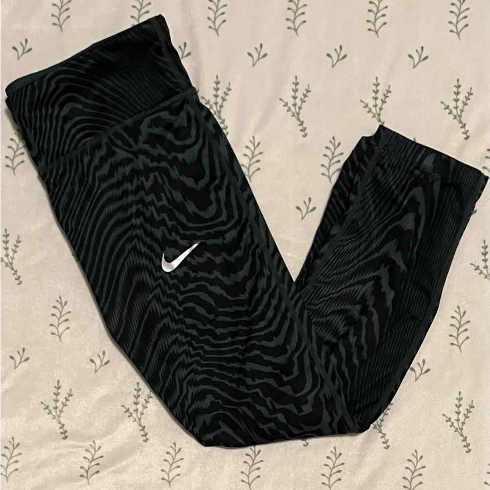 Nike Black Zebra-Print Leggings with White Swoosh